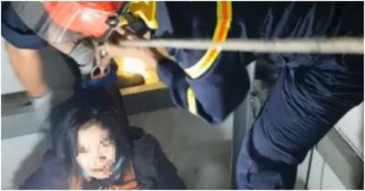 Cô gái mắc kẹt trong thang máy bị rơi, được giải cứu an toàn