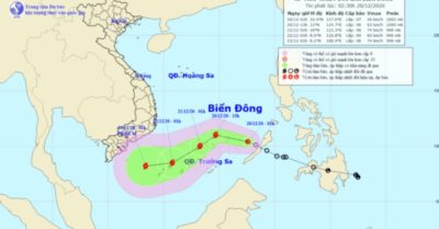 Trưa nay áp thấp nhiệt đới có thể mạnh thành bão số 14 ở Biển Đông