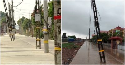 Hơn 40 cột điện đan hàng rào giữa đường, bẫy người tham gia giao thông