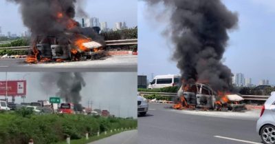 Xe 7 chỗ cháy ngùn ngụt trên cao tốc Pháp Vân – Cầu Giẽ – Ninh Bình