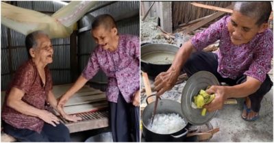 Cụ bà 70 tuổi bán bánh bò nuôi mẹ già và cưu mang 2 đứa cháu đáng thương