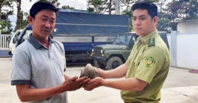 Người đàn ông giải cứu tê tê vàng thoát khỏi bàn nhậu