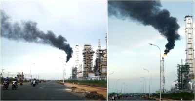 Video: Tháp đuốc phun khói đen kịt sau khi nhà máy bị sét đánh