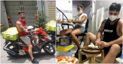 Thầy giáo Tây ‘thất nghiệp’ lụi cụi cùng bạn nấu cơm tặng người nghèo