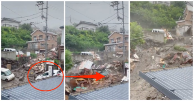 Video: Lở đất lớn ở tây nam Tokyo, cuốn trôi nhiều nhà cửa, xe hơi