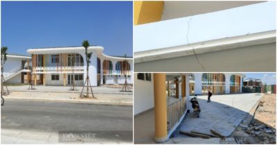 Trường mầm non 15 tỷ chưa sử dụng đã bị lún cả gang tay