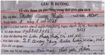 Giấy đi đường của một người bán cá ở Hà Nội mới ‘8 tháng tuổi’