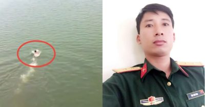 Video thượng uý nhảy từ cầu cao 20m xuống sông, cứu cô gái chới với giữa dòng nước lớn