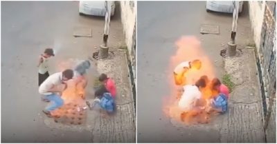 Clip: Đốt pháo trên miệng cống rò rỉ khí gas, 5 trẻ nhỏ bị lửa bao trùm