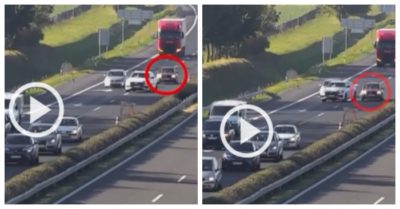 Clip tài xế như có mắt sau lưng bẻ lái tránh được ‘xe điên’