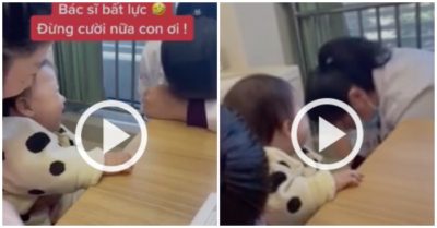 Clip: Em bé cười ‘thả ga’ khi gặp bác sĩ