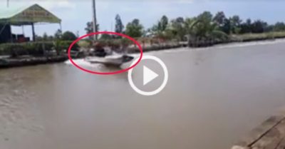 Video: Thuyền máy lật úp vì thanh niên trổ tài ôm cua gấp