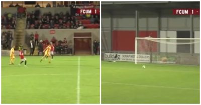 Clip: Đánh đầu phá bóng, cầu thủ lập siêu phẩm từ giữa sân