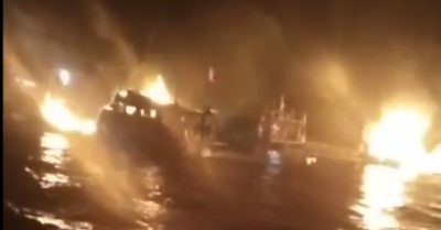 Ngư dân bất lực nhìn hàng chục bè lưới bị thiêu rụi vào sáng đầu năm