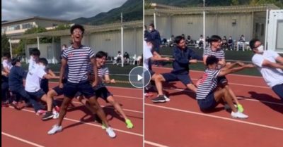 Clip: Thanh niên gồng mình lấy năng lượng giúp đội nhà kéo co thắng