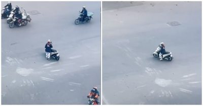 Video: Cô gái khởi động giữa đường vì tê chân khi chạy xe