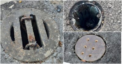 Nắp chắn rác ở cầu Thủ Thiêm 2 được thay bằng tấm gỗ