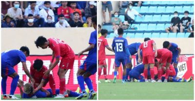 Hành động đẹp của cầu thủ U23 Lào cứu đối thủ khỏi nuốt lưỡi