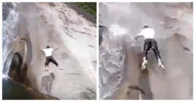 Video: Người đàn ông trượt chân rơi xuống thác nước với tốc độ cao