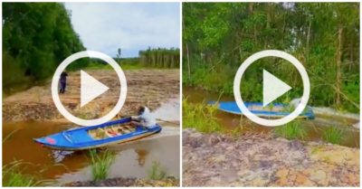 Clip: Tài xế lái xuồng máy ôm cua cực ngọt