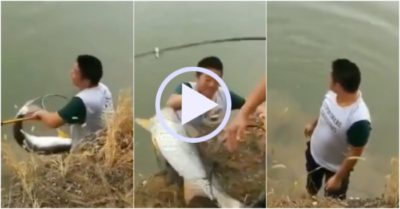 Video: Chàng trai tiếc ngẩn ngơ vì để tụt mất cá khủng