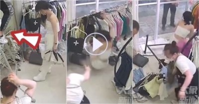 Video: Thấy chuột ‘ghé thăm’ shop quần áo, cô gái vứt ô bỏ chạy