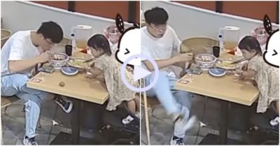 Video: Bố phản xạ kịp thời khi con gái làm rơi đồ ăn