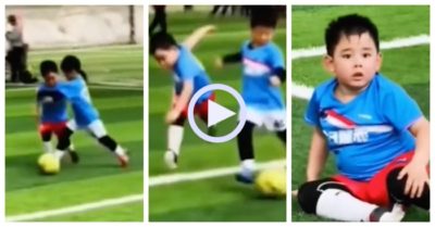 Video: Cậu bé đảo chân rê bóng điệu nghệ bị đối thủ huých ngã