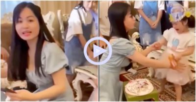 Clip: Mải chụp ảnh, cô gái ngồi bẹp bánh sinh nhật của cháu