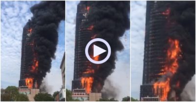 Video: Cháy ngùn ngụt tòa nhà chọc trời Trung Quốc