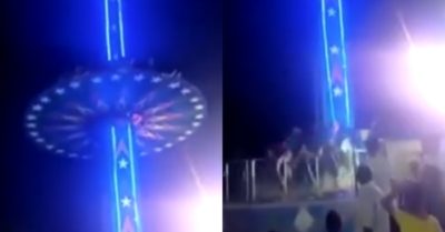 Khoảnh khắc đu quay chở hàng chục người lao thẳng xuống đất từ độ cao 15m