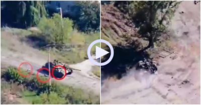 Video: Hoảng loạn chạy trốn lính Ukraine, xe tăng Nga tông thẳng vào gốc cây