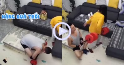 Clip: Chồng tròn mắt khi thấy vợ dùng một tay nhấc tạ