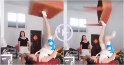 Clip: Cô gái dùng chân múa bàn điêu luyện