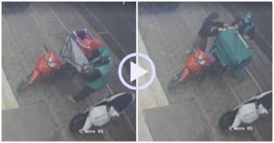 Video: Khoảnh khắc ông bố shipper cho con nằm gọn trong thùng hàng tránh gió rét