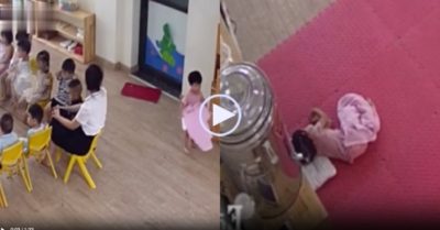 Video: Bé gái tự lấy chăn gối rồi đi ngủ giữa buổi học