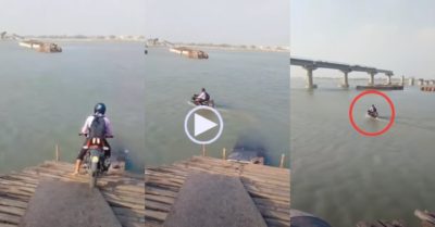 Video: Nam thanh niên đi xe máy dưới biển