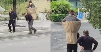 Video: Hai anh em thay nhau địu mẹ già đi viện khám bệnh