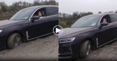 Video: Nữ tài xế bị kẹt vì lái ôtô vào đường bê tông mới đổ