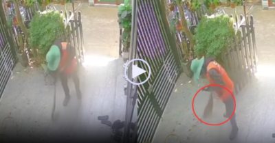 Video: Anh shipper tiện tay quét sân cho gia chủ