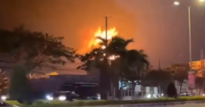 Cháy lớn tại gara ô tô ở Thành phố Phú Mỹ, ngọn lửa bốc cao kèm tiếng nổ liên hồi