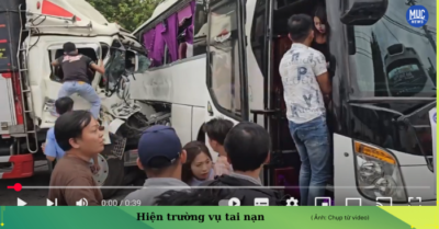 Ôtô khách bị xe tải tông : 7 người bị thương