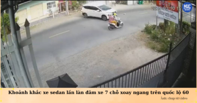 Xe sedan lấn làn đâm xe 7 chỗ xoay ngang tại bến tre