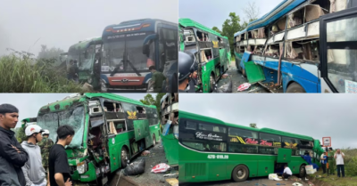 Hai xe giường nằm tông trực diện trên quốc lộ 14, nhiều người bị thương, phương tiện vỡ nát