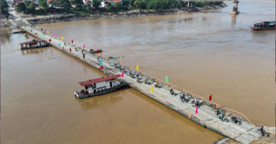 Xuyên đêm nối lại cầu phao trên sông hồng