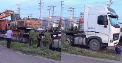 Trượt ngã trong mưa, hai cô gái bị container cán tử vong trên Quốc lộ 1