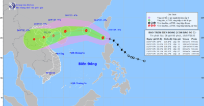 Bão số 3 Wipha vào Biển Đông, hướng về vịnh Bắc Bộ