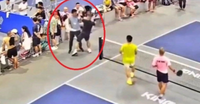 Vận động viên pickleball đánh trọng tài giữa giải phong trào ở Hải Phòng