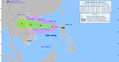 Bão số 5 mạnh lên, gây nguy hiểm lớn