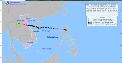 Bão số 5 suy yếu thành áp thấp nhiệt đới trên đất Lào